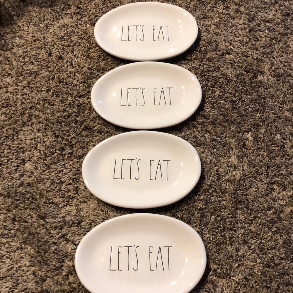 Rae Dunn LET’S EAT plates.